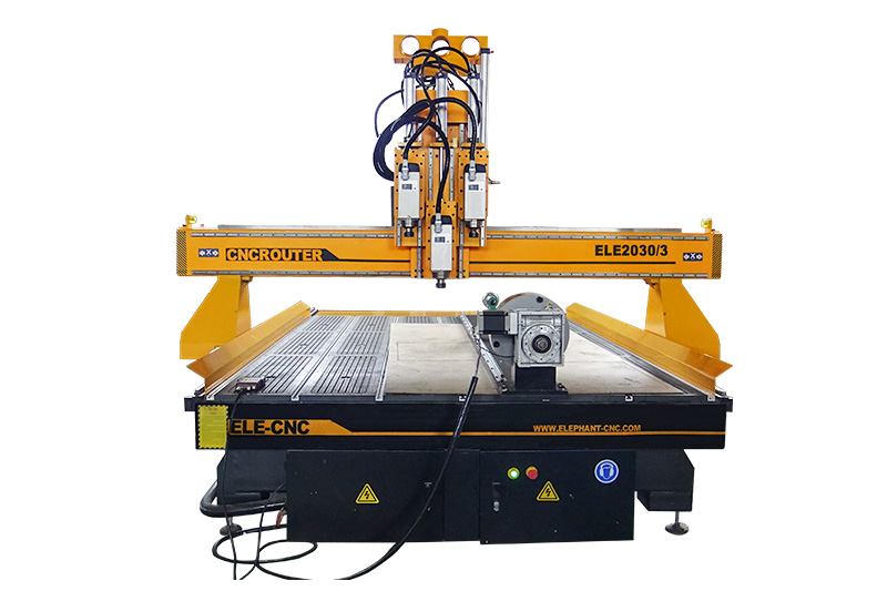 Custom 2030 Multi Head 4 Axis CNC Router with Rotary Device