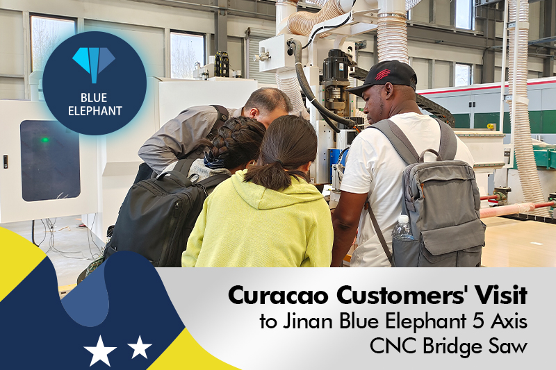 Curacao Customers' Visit to Jinan Blue Elephant 5 Axis CNC Bridge Saw